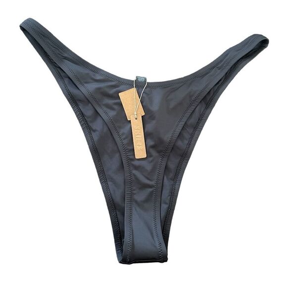 NWT SKIMS Recycled Swim Tanga Cheeky Thong Bikini Bottom In Gunmetal Gray Bikini - Picture 5 of 7